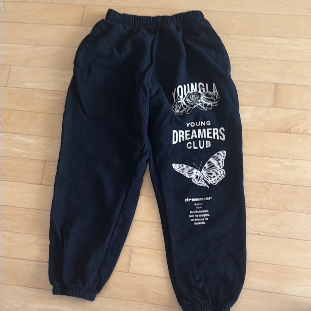 YoungLA Black Sweatpants with Skull Graphic
